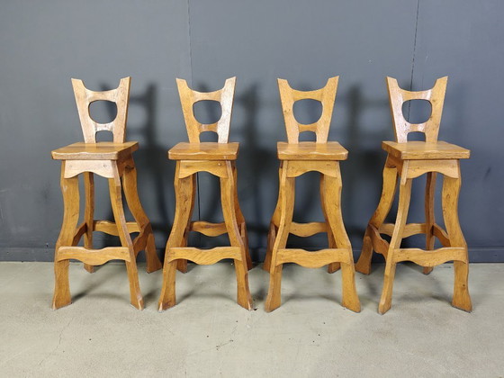 Image 1 of Vintage brutalist bar stool sset of 4 - 1960s 