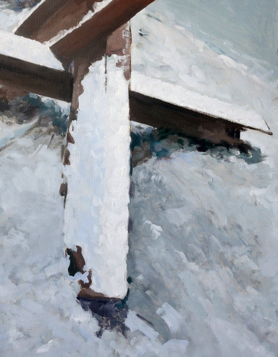 Original Oil Painting Modern Art Symbolism War Snowflakes – Paintings & Drawings, Canvas (photo 7 of 7)