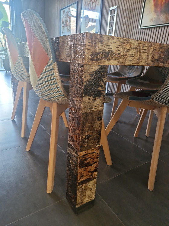 Image 1 of Esstisch mit Birkenrindenintarsien
