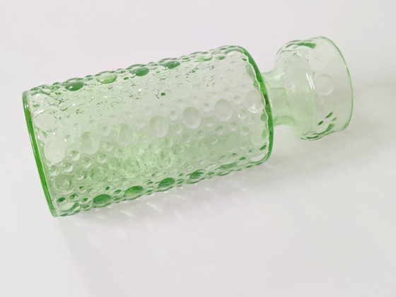 Image 1 of Jacinthe vaas uit het midden van de vorige eeuw | Groen spijkerglas | Duitsland, jaren 70