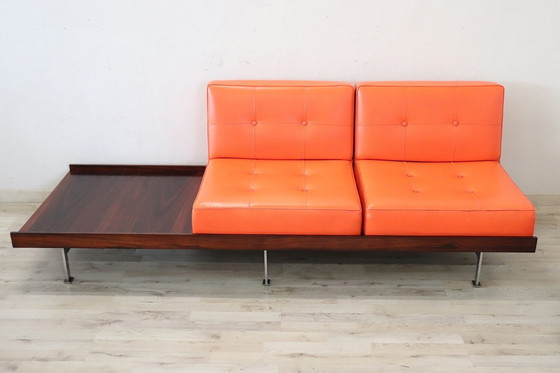 Image 1 of Sofás naranjas y blancos de Saporiti Italia, década de 1960, juego de 2