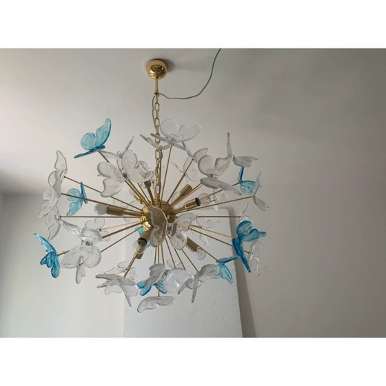 Image 1 of Lampadario a farfalla Sputnik in vetro di Murano, stile Venini
