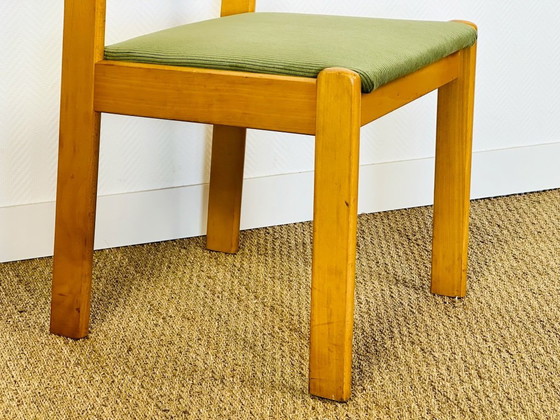 Image 1 of Set di 4 sedie da pranzo vintage in faggio e velluto a coste verde, 1960