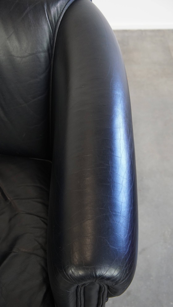 Image 1 of Black Beef Leather Club Chair in English Style
