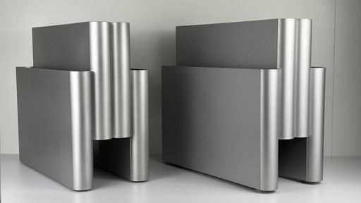 2 x Kartell design lectuurhouder Giotto Stoppino zilvergrijs metallic