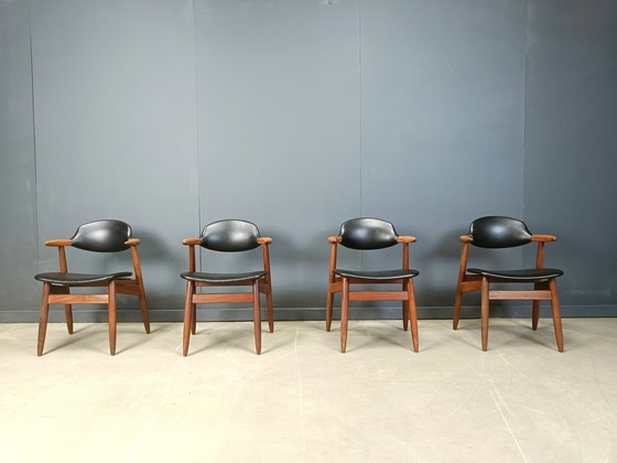 Image 1 of Vintage Cowhorn Dining Chairs by Tijsseling Meubelfabriek, Hulmefa, 1960s, Set of 4