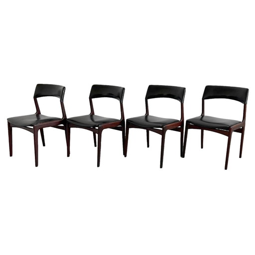 Vier vintage Deens Design Mahjongg eetkamerstoelen teak skai 1960's