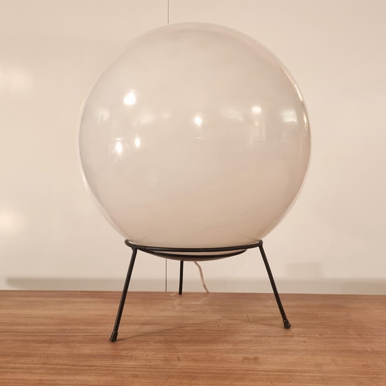 Image 1 of Large plastic moon-like globe table lamp by Raak, 1970s