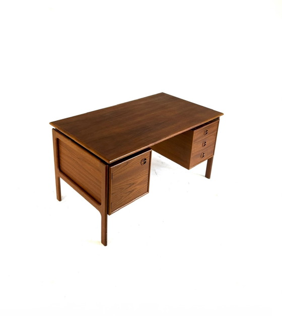 Image 1 of Vintage teakhouten vrijstaand bureau, Arne Vodder ‘60