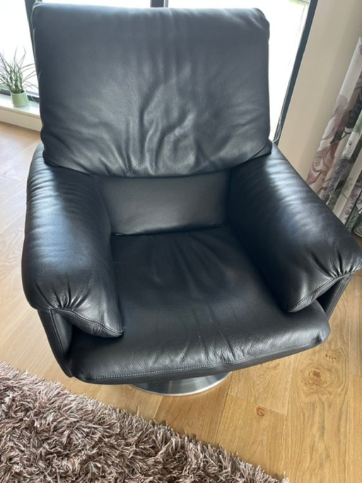 Zeer mooie Leolux CeCe draaifauteuil in zwart leer