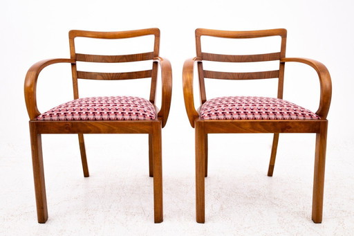 Pair of Art Deco armchairs, Poland, mid-20th century.