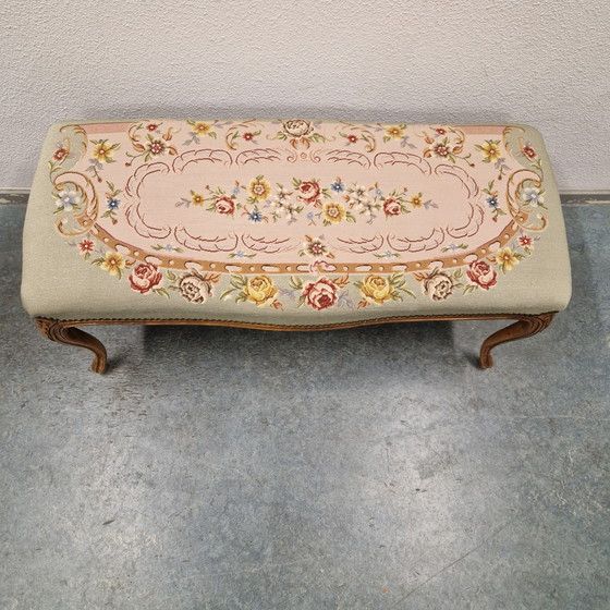 Image 1 of Louis XV boudoir bench Antique needlepoint