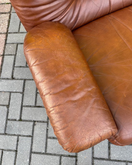 Vintage brown leather Danish lace Armchairs 70s (photo 18 of 21)