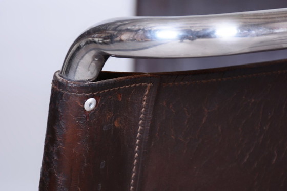 Set van vier originele Bauhaus-stoelen, echt leer, chroom, Duitsland, jaren 1930 – Eetkamerstoelen, Leather (photo 7 of 11)