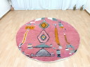 Handmade Red Moroccan Berber Round Rug 2X2m
