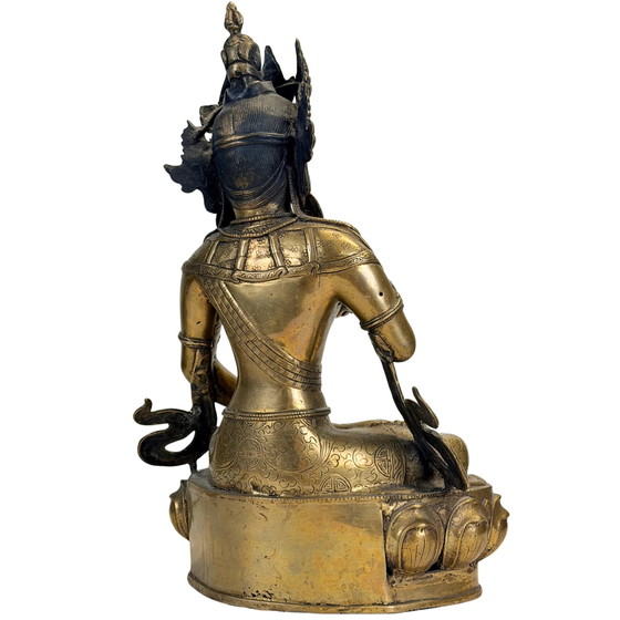 Esculturas monumentales tibetanas de Vajrasattva – Bronce dorado al fuego, influencia Newar y sello nepalí – (photo 8 of 11)