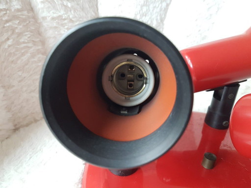 Leuchtend roter Vintage 1970s Richtstrahler -3 Spots