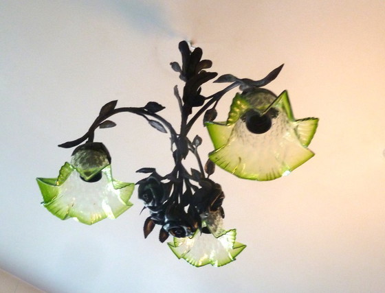 Image 1 of Lámpara de araña art déco de hierro forjado “LODEWIJK VAN BOECKEL“