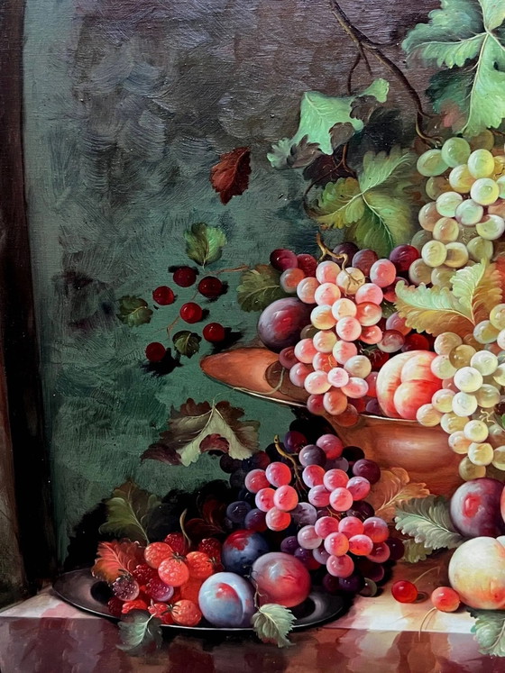 Natura morta con frutta. Olio su tela. Firmata., Dipinti e disegni, Mid Century Modern (foto 4 di 7)