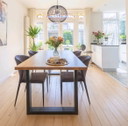 Loosdrecht dining table in natural oak with a metal frame and four anthracite chairs