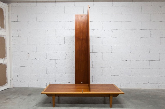 Image 1 of 1970s Scandinavian wardrobe with hanging space, shelf, mirror, 21x126cm, 2 doors