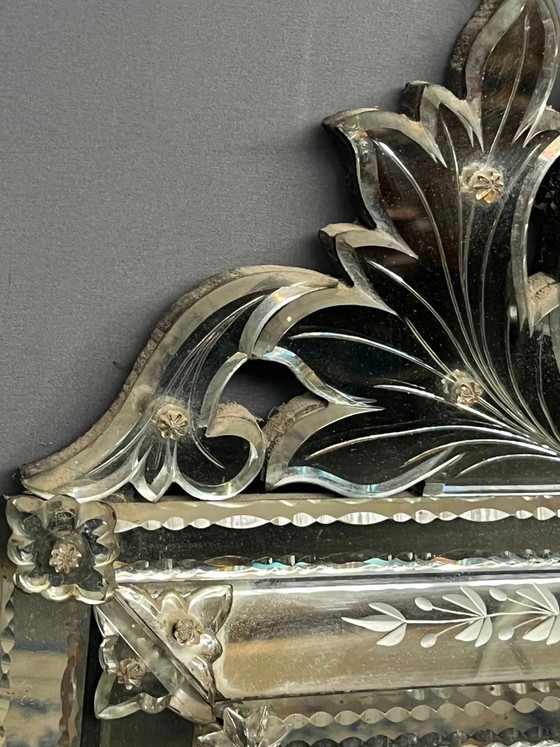 Antiker venezianischer Spiegel., Kristall, Glas, Transparent (Foto 4 von 8)