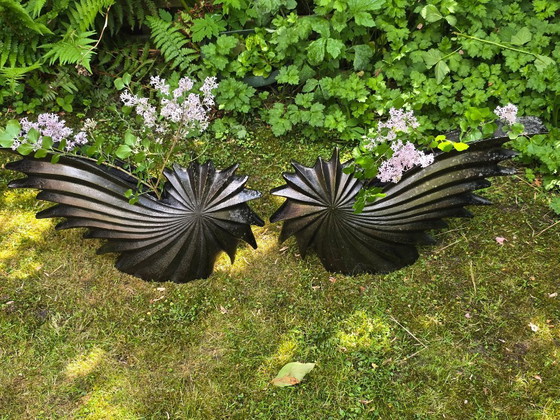 Image 1 of Set Of 2 Large Aluminum Vases, Falling Star