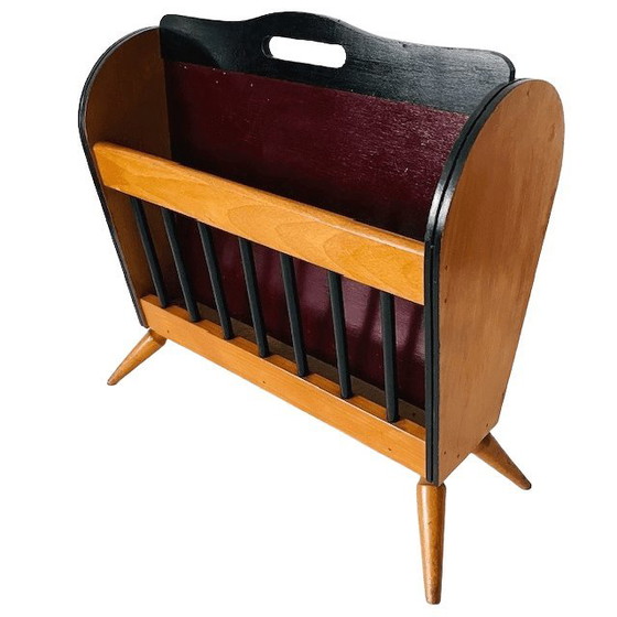 Image 1 of Vintage Mid-century Danish design magazine rack retro reading bin 1960s