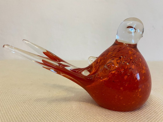 Vintage Italiaanse vogelsculptuur van rood kunstglas – Decoratieve objecten (photo 5 of 6)