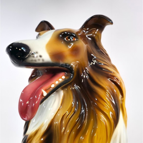 Image 1 of Figura de perro Collie de porcelana italiana, década de 1970, mediados de siglo.