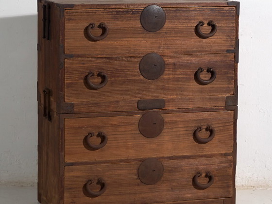 Antique Japanese Tansu Chest of Drawers - Meiji / Taishō Period (c. ) #81 – Iron (photo 2 of 40)