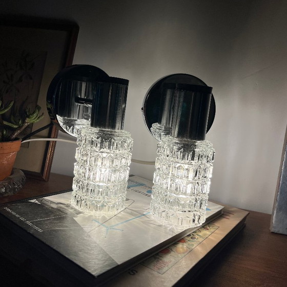 Pair of seventies stainless steel and glass globe Wall lights, Metal, Silver (photo 8 of 9)
