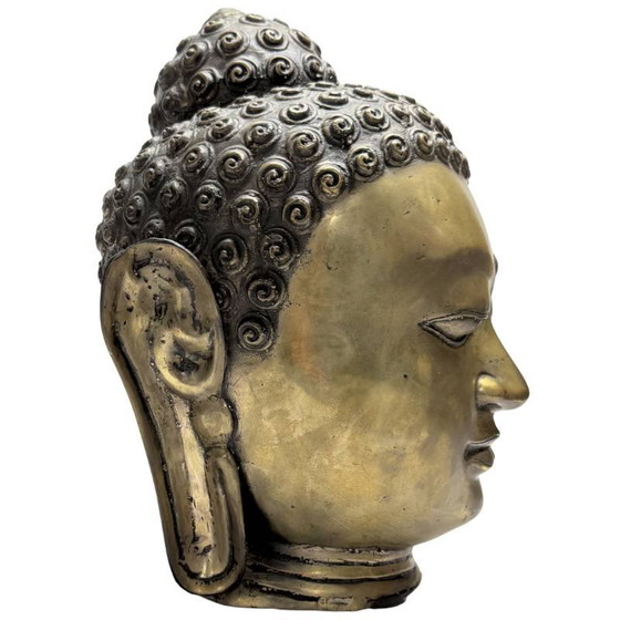 Cabeza de Buda Bronce – Dorada Antigua – Asia del Sur/Sudeste – Lote 467 – Esculturas, Bronze (photo 3 of 13)