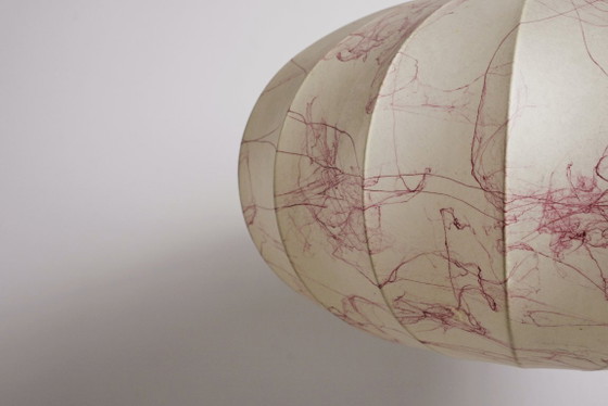 Image 1 of Italian Coccoon Pendant Lampshade Mid Century Modern Resin Large Hanging Light Vintage 1960s
