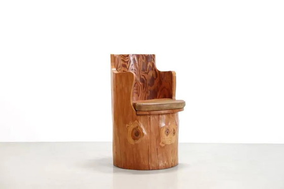 Swedish pine trunk chair from the 1960s – Armchairs, Leather, Wood, Scandinavian (photo 3 of 5)