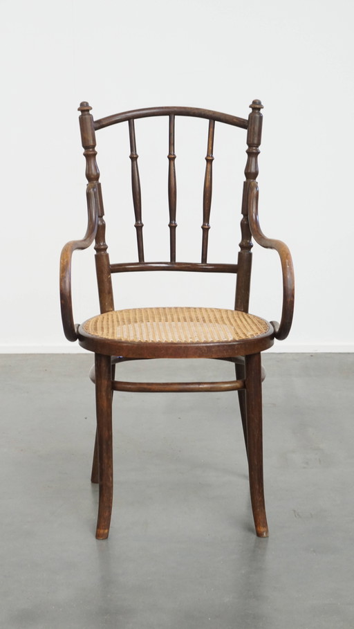 Original Vintage Thonet Bistro Design Chair With Armrests