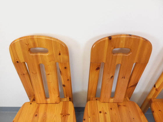 Image 1 of Suite of 4 Vintage Pine Chairs from the 70s and 80s
