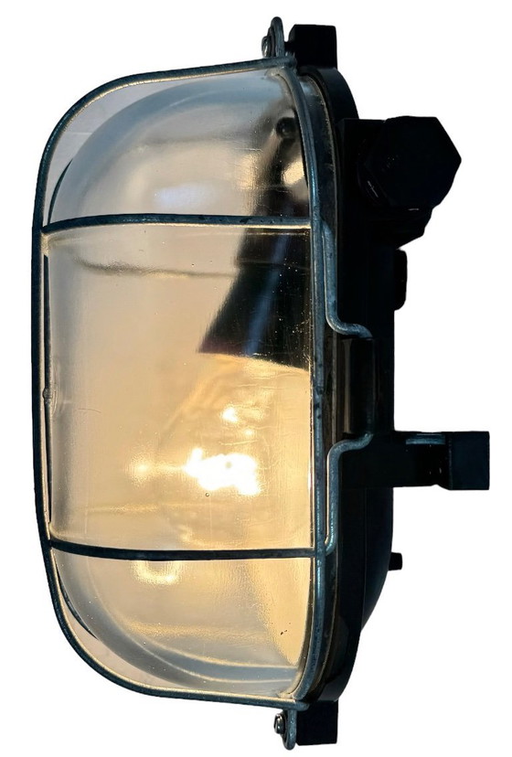 Image 1 of Industrial Brown Bakelite Wall Light with Clear Glass, 1960s