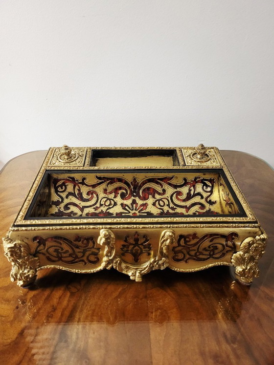 Franse Napoleon III Boulle Marquetry Inktstel (Encrier) – Ca. 1860–1880 – Decoratieve objecten, Copper (photo 8 of 10)