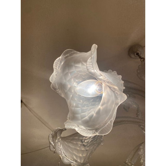 Image 1 of 1970S Italian Style Murano Glass In Transparent And Sand Chandelier