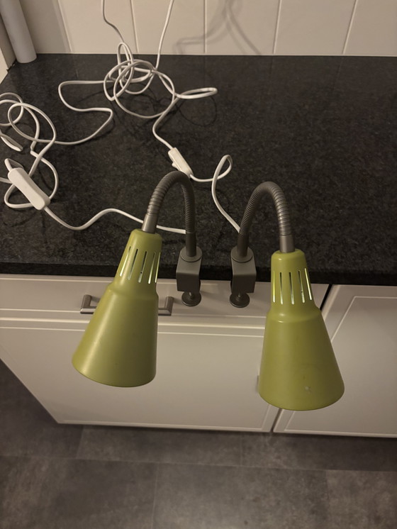Image 1 of Vintage IKEA Kvart table lamps/desk lamps lime green