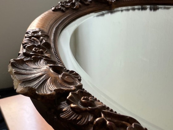 Specchio Ovale Antico con Cornice in Legno Riccamente Intagliata – Wood (photo 4 of 6)