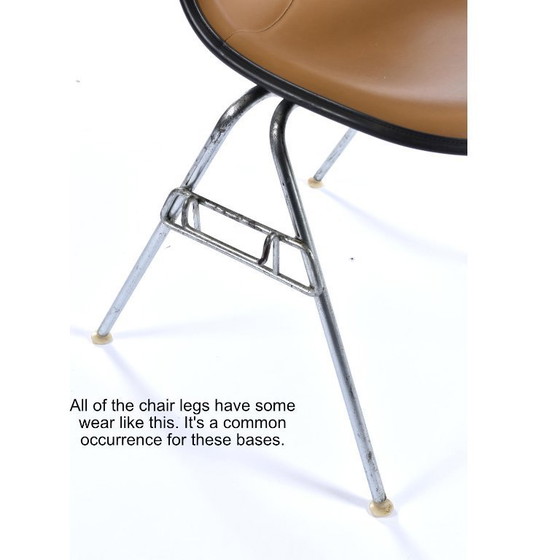 Image 1 of 6 Herman Miller Eames Stacking Shell Chairs with Brown Naugahyde Pads