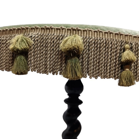 Image 1 of Antique French table with velvet and fringes, late 19th century