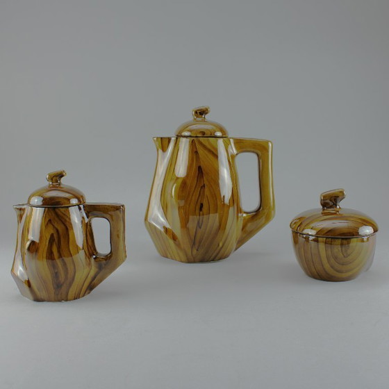 Image 1 of Eugène Grandjean - Vaisselle Faux Bois - Atelier Grandjean, Vallauris, France - années 1960 - marqué
