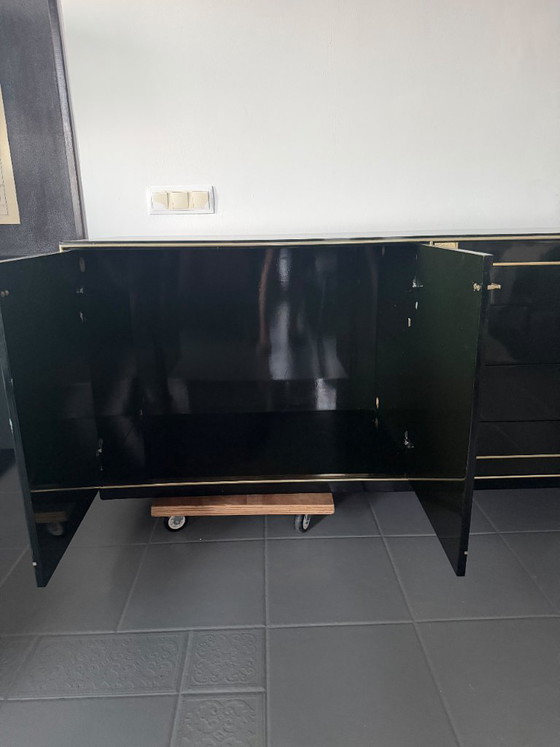 Pierre Cardin Sideboard With Brass Black Lacquered Shell Inlays, 1980 – Wood (photo 33 of 64)