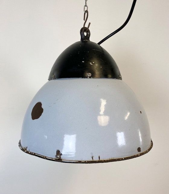 Image 1 of Lampada a sospensione vintage in smalto grigio industriale, anni '30