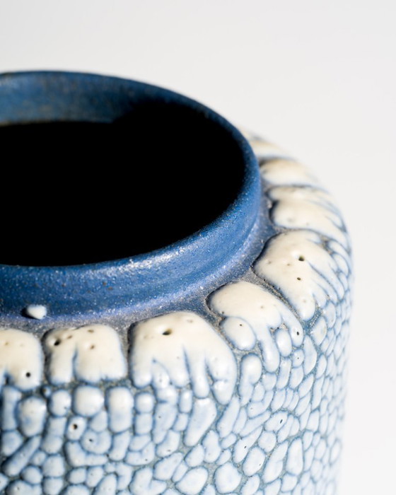 Image 1 of ALBERT KIESSLING "SNAKESKIN" XL Vase East German Pottery REDUKTIONSGLASUR GDR