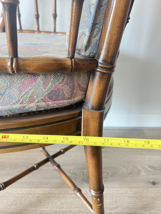 Image 1 of Vintage Hollywood regency stijl faux bamboo fauteuil