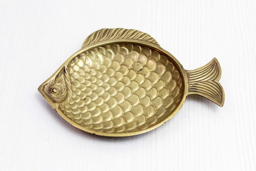 Vintage brass fish-shaped trinket tray